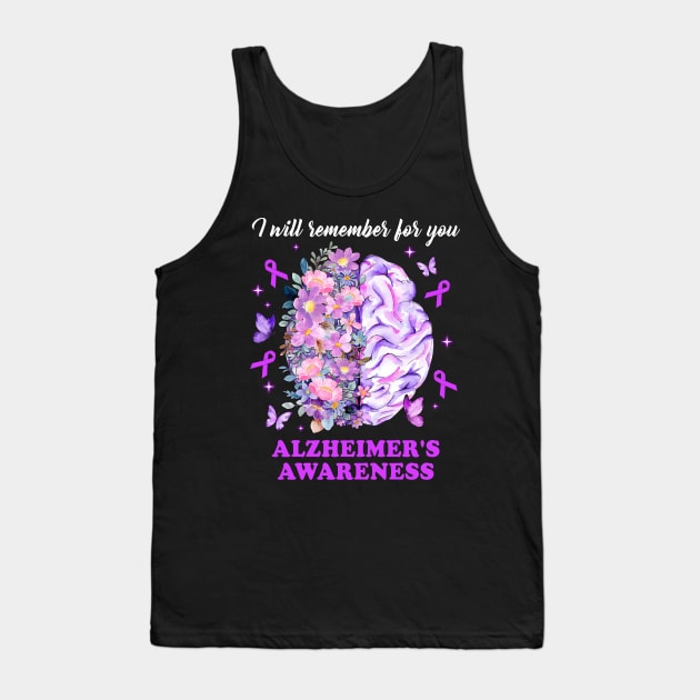 I Will Remember For You Brain Alzheimer's Awareness Tank Top by James Green
